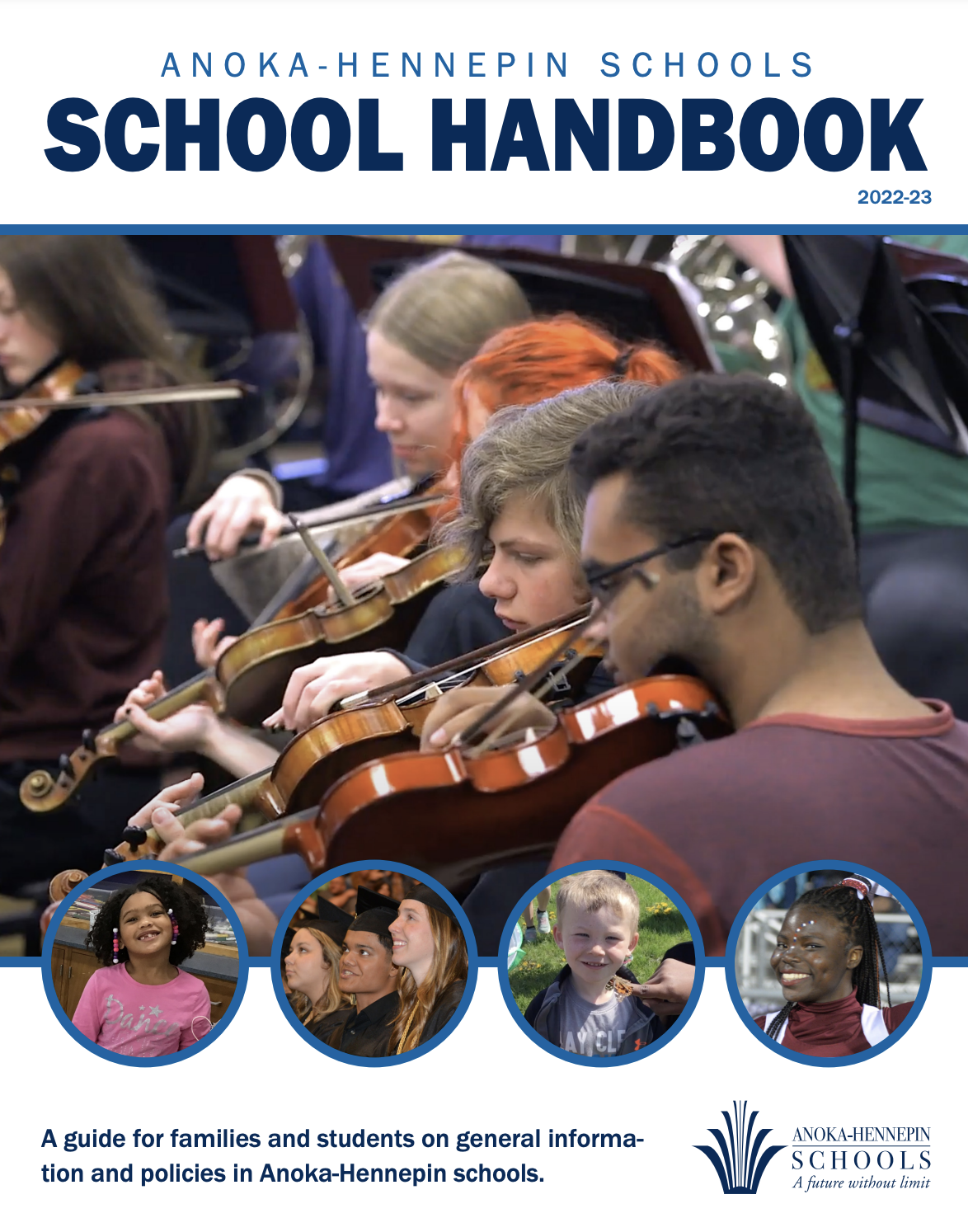 Front cover of the 2022-23 Anoka-Hennepin Schools School Handbook
